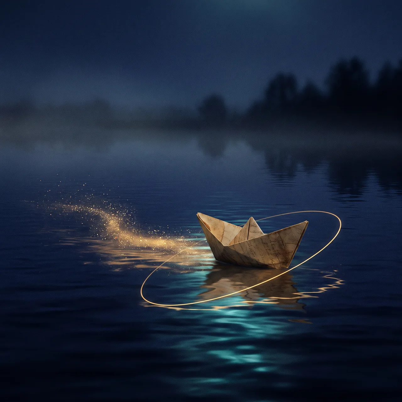 One small boat, one clear direction, and the light follows.